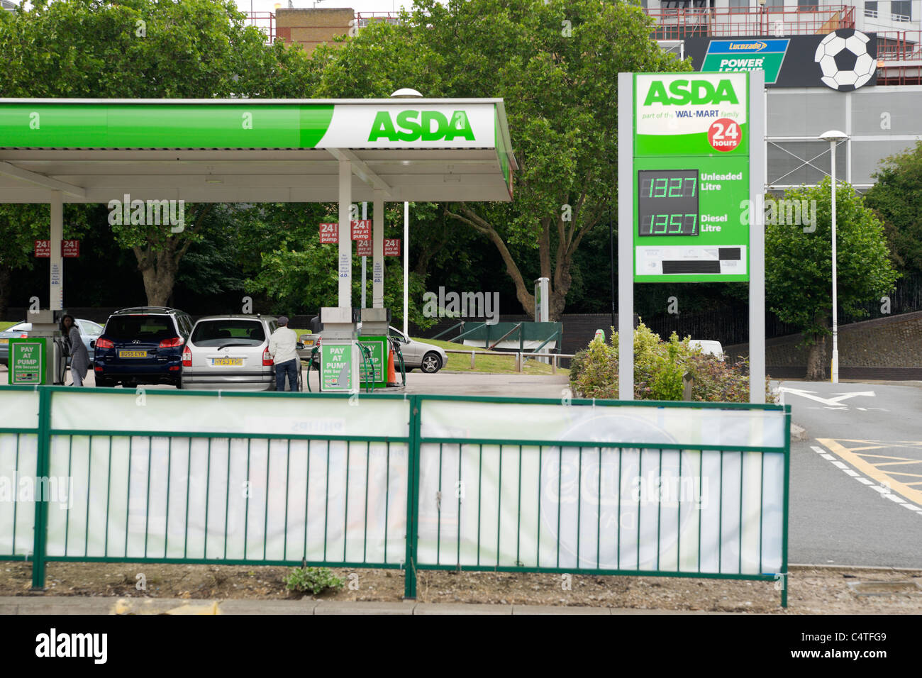 ASDA superstore petrol filling station near Crossharbour, Isle of Dogs, London, UK Stock Photo