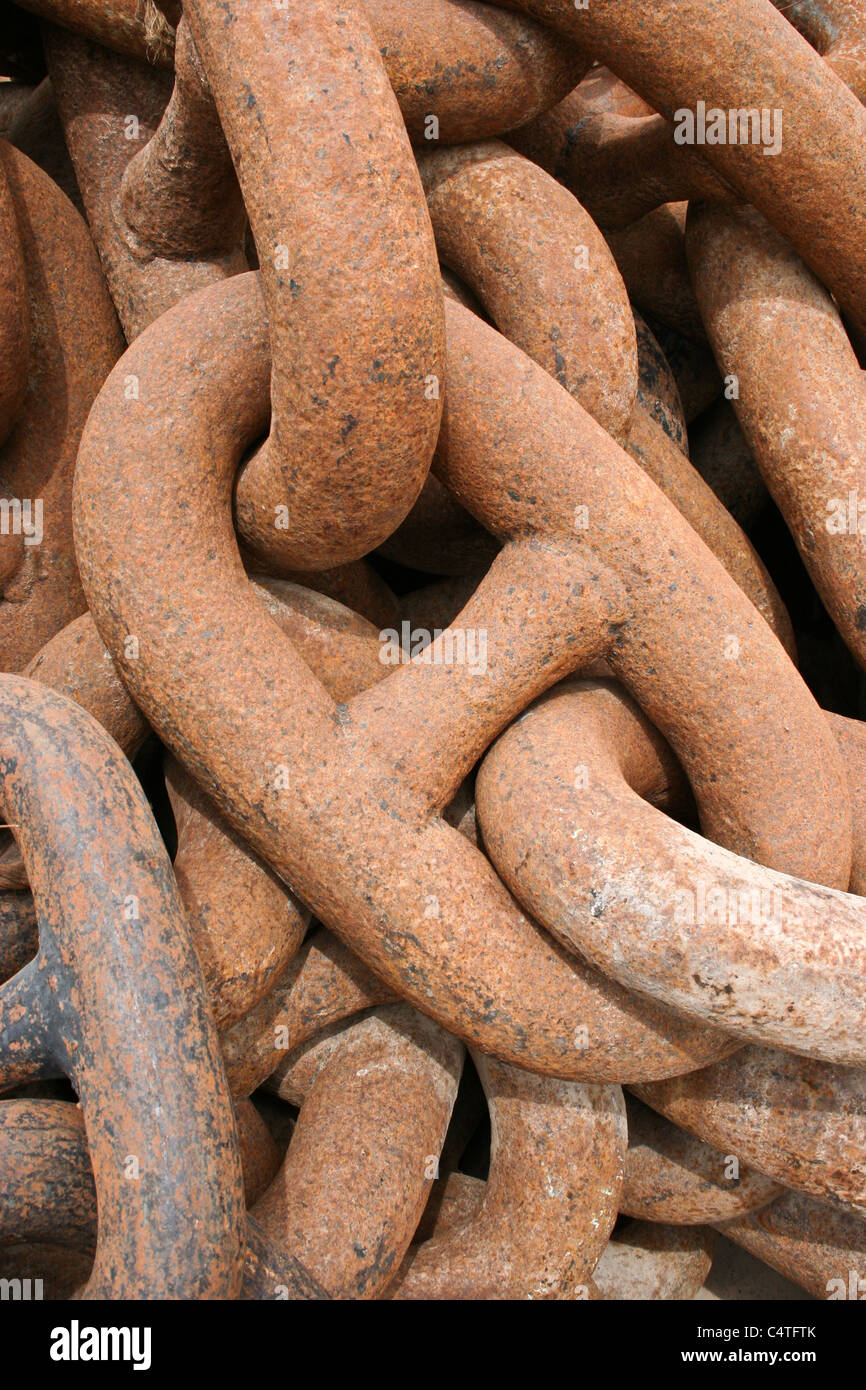 Chain chains metal chain link linked industrial Stock Photo