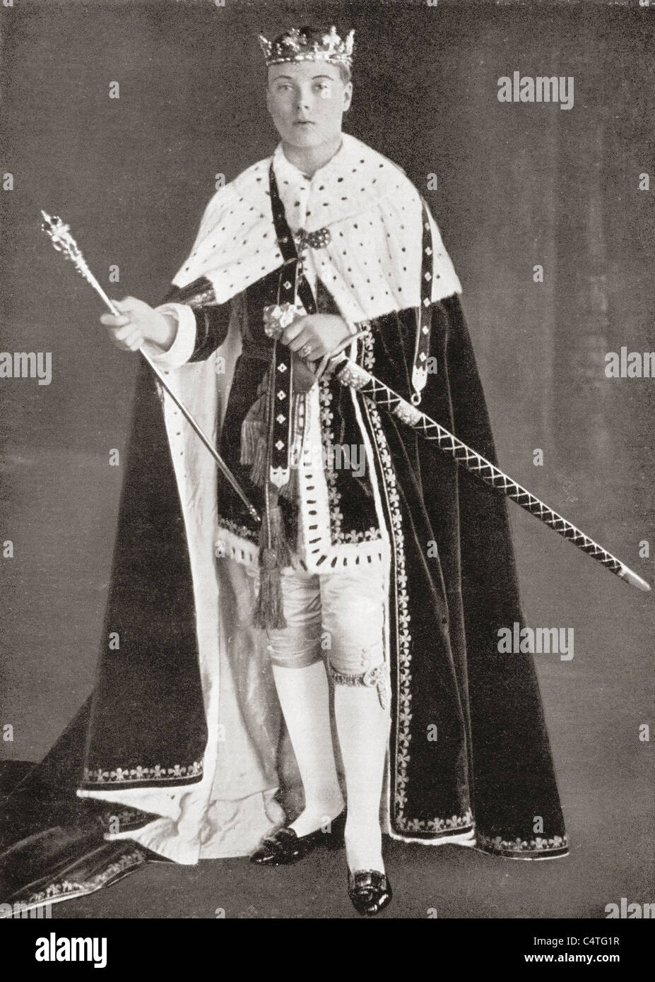 The Prince of Wales, later King Edward VIII, in his investiture Robes in 1911. Stock Photo