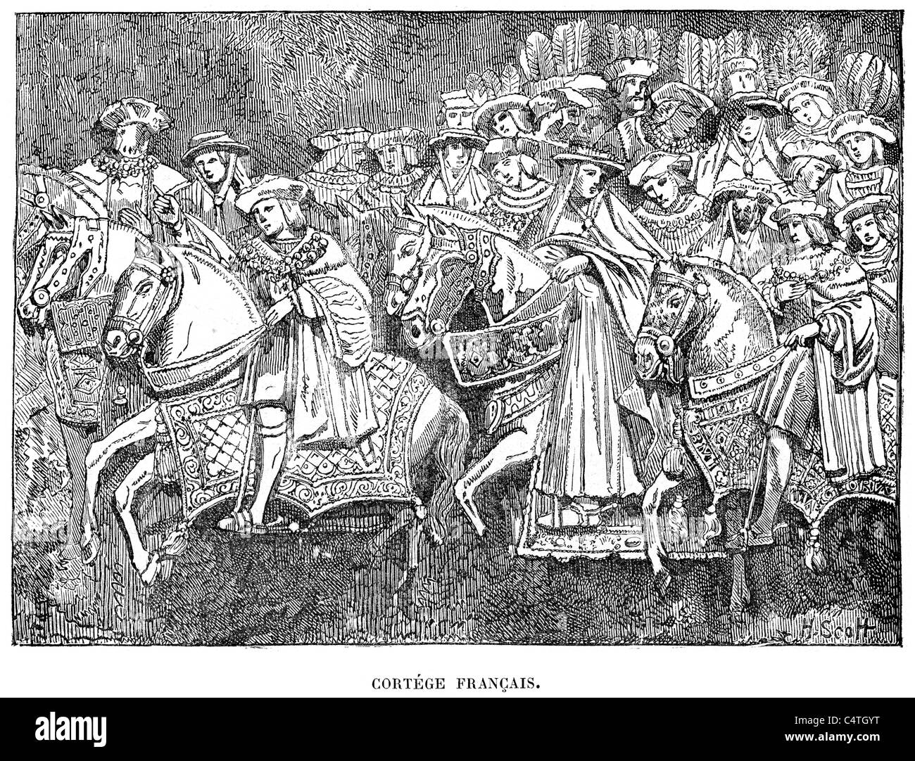 Cortege of of Francais 1st King of France at the Field of the Cloth of Gold in 1520 Stock Photo