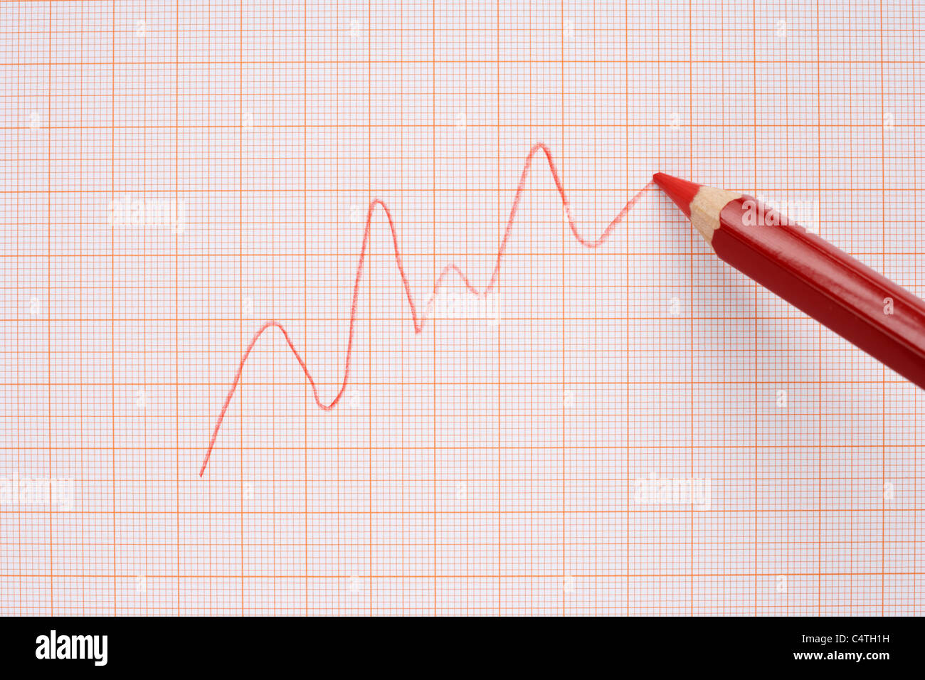 Drawing Line Graph on Graph Paper Stock Photo