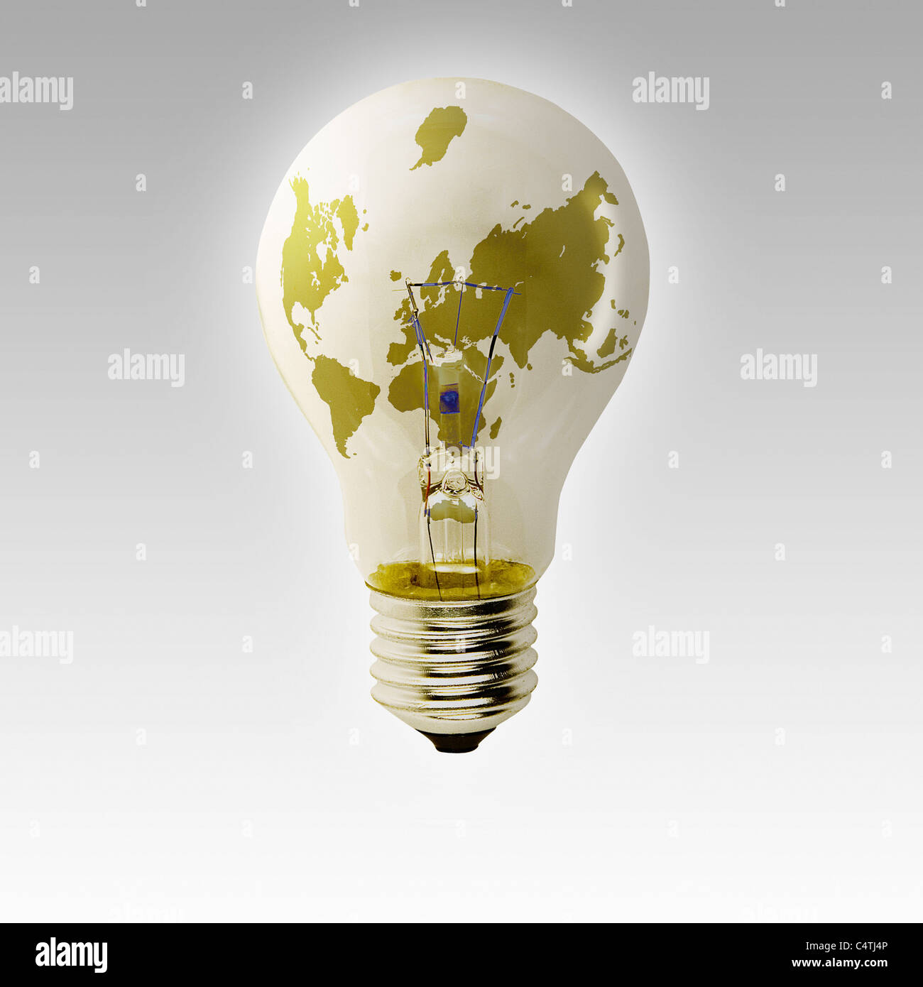 World map on light bulb Stock Photo Alamy