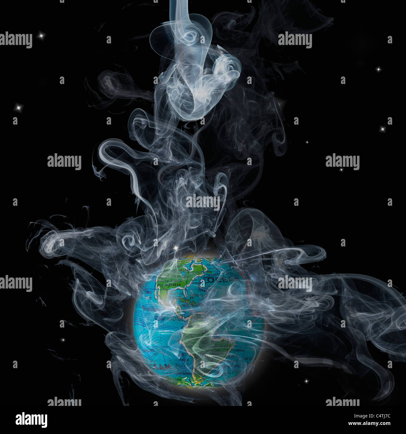 Planet earth shrouded in smoke Stock Photo - Alamy