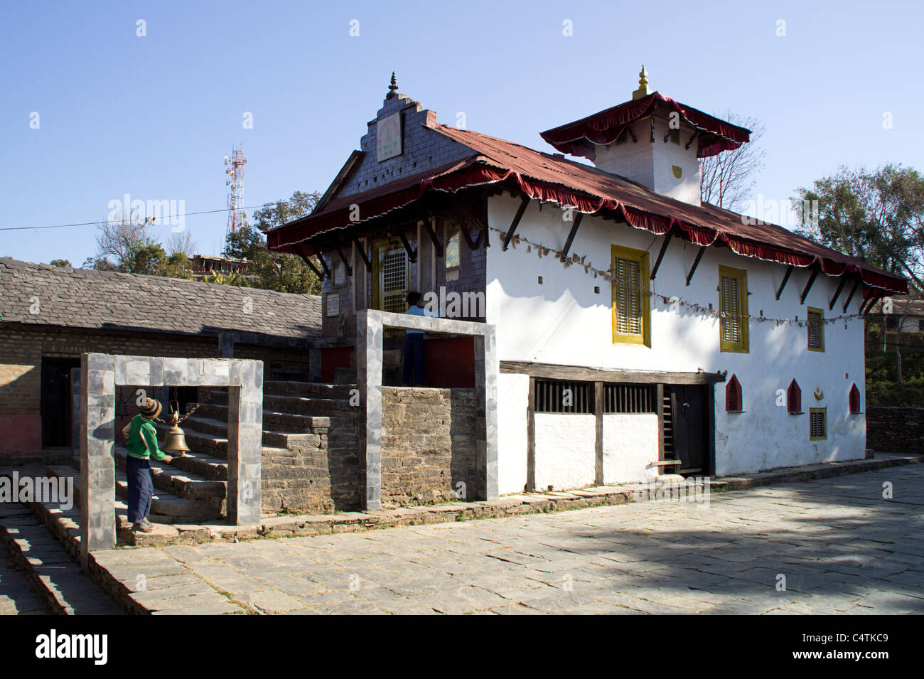 Nepalese school near Bandipur, Western Region, Nepal Stock Photo