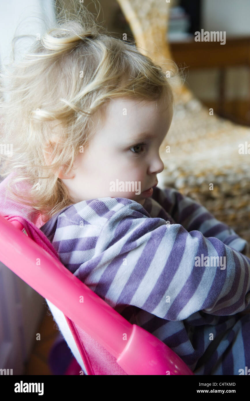 Toddler girl pouting, side view Stock Photo Alamy