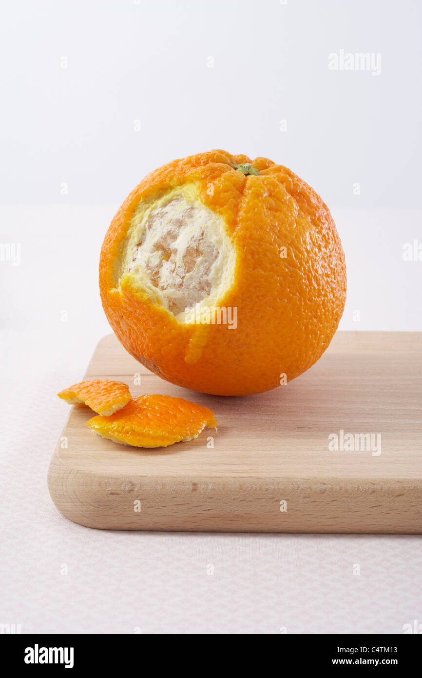 partially peeled orange
