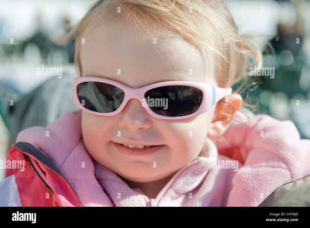Toddler girl wearing sunglasses, portrait Stock Photo Alamy
