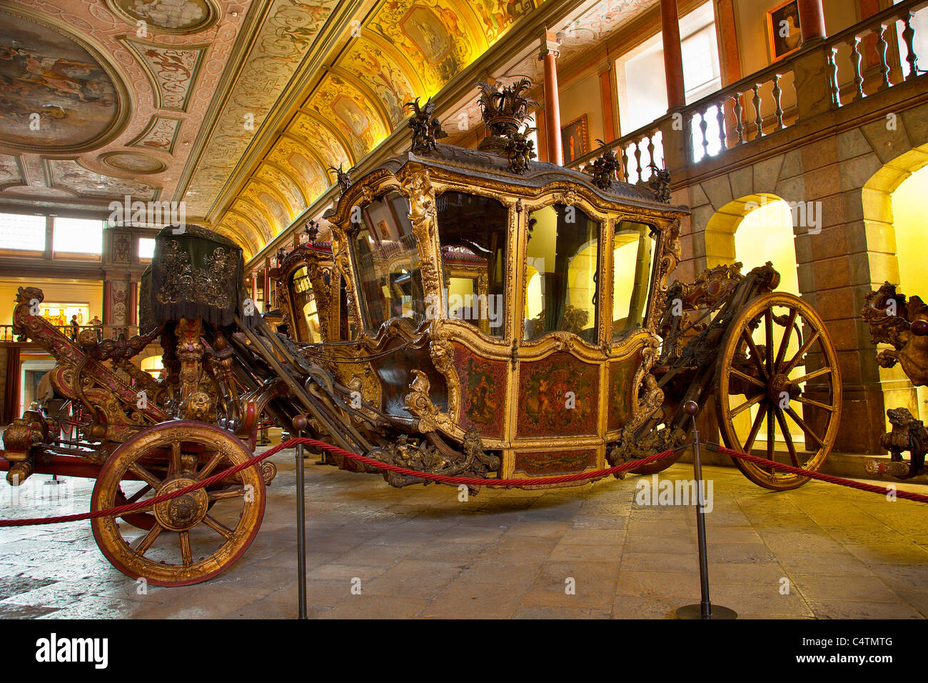 Europe, Portugal, Carriages in the National Coach Museum in Lisbon Stock Photo