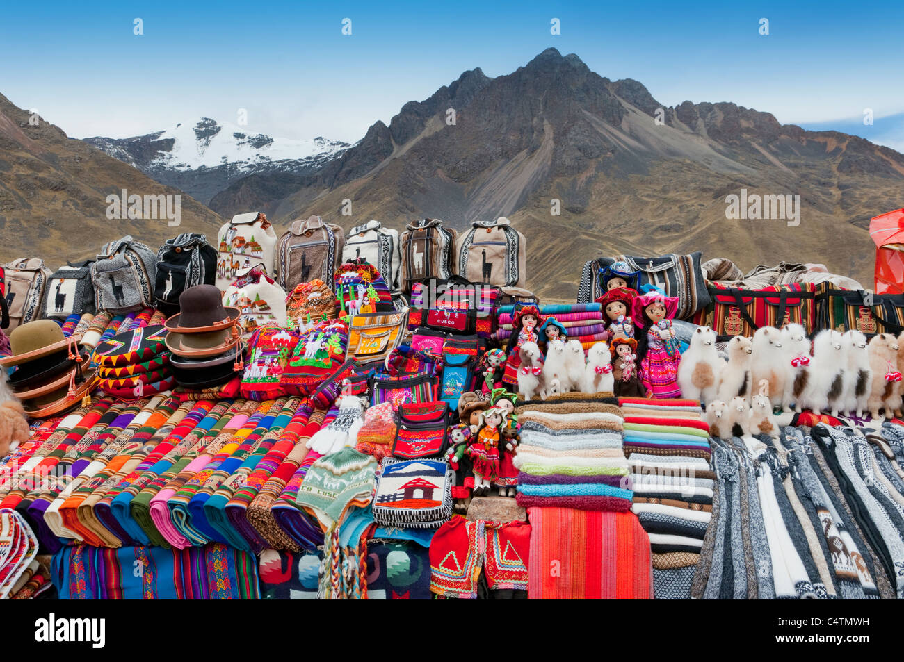 A roadside market in the mountains of rural Peru, South America Stock Photo