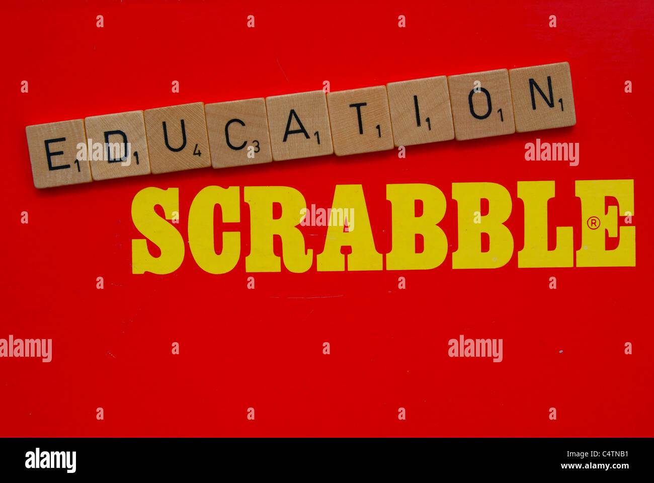 Education, spelled by scrabble letters Stock Photo Alamy