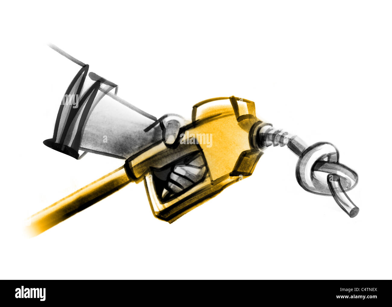Gas pump nozzle with tied knot Stock Photo
