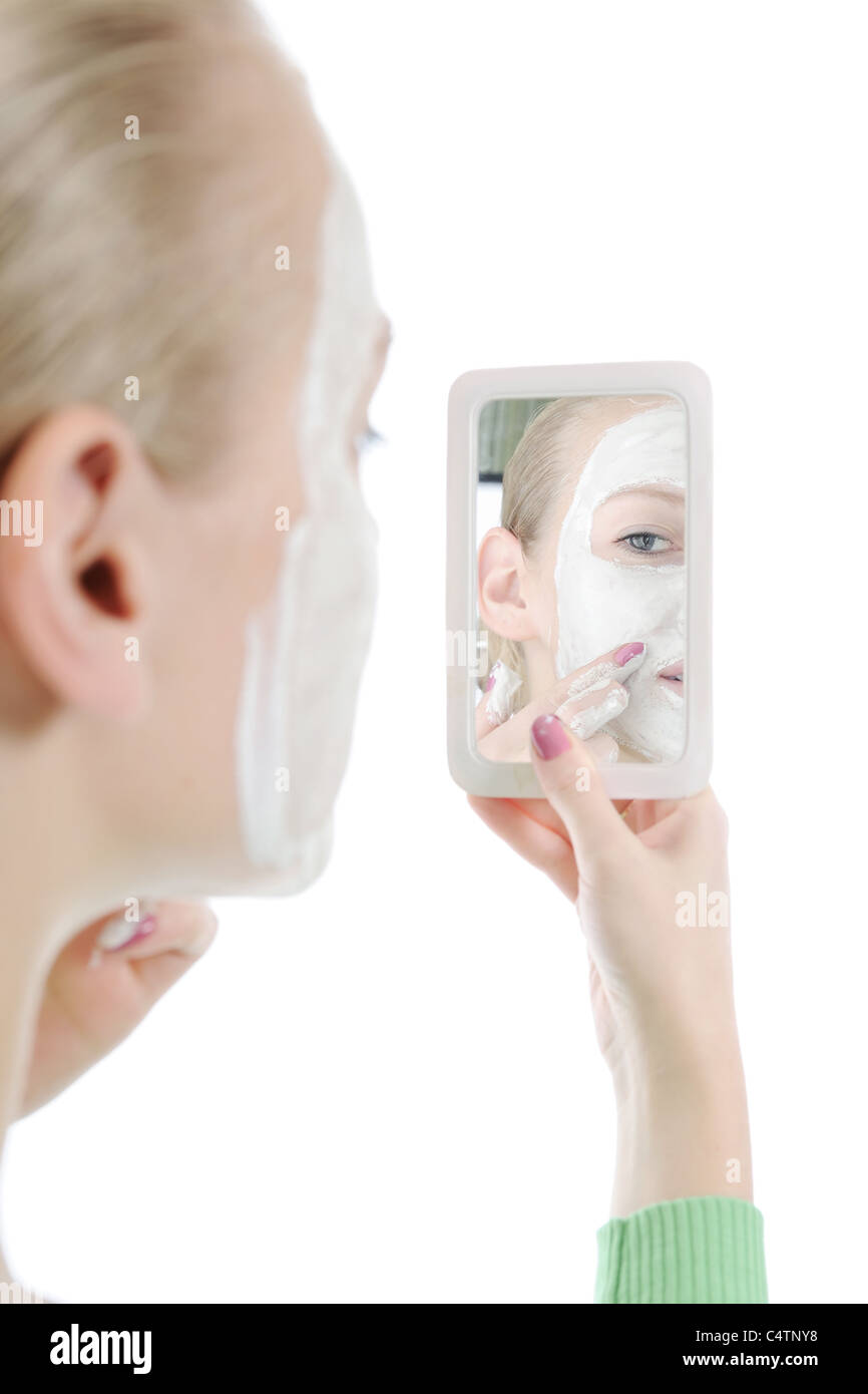 young woman making a mask Stock Photo - Alamy