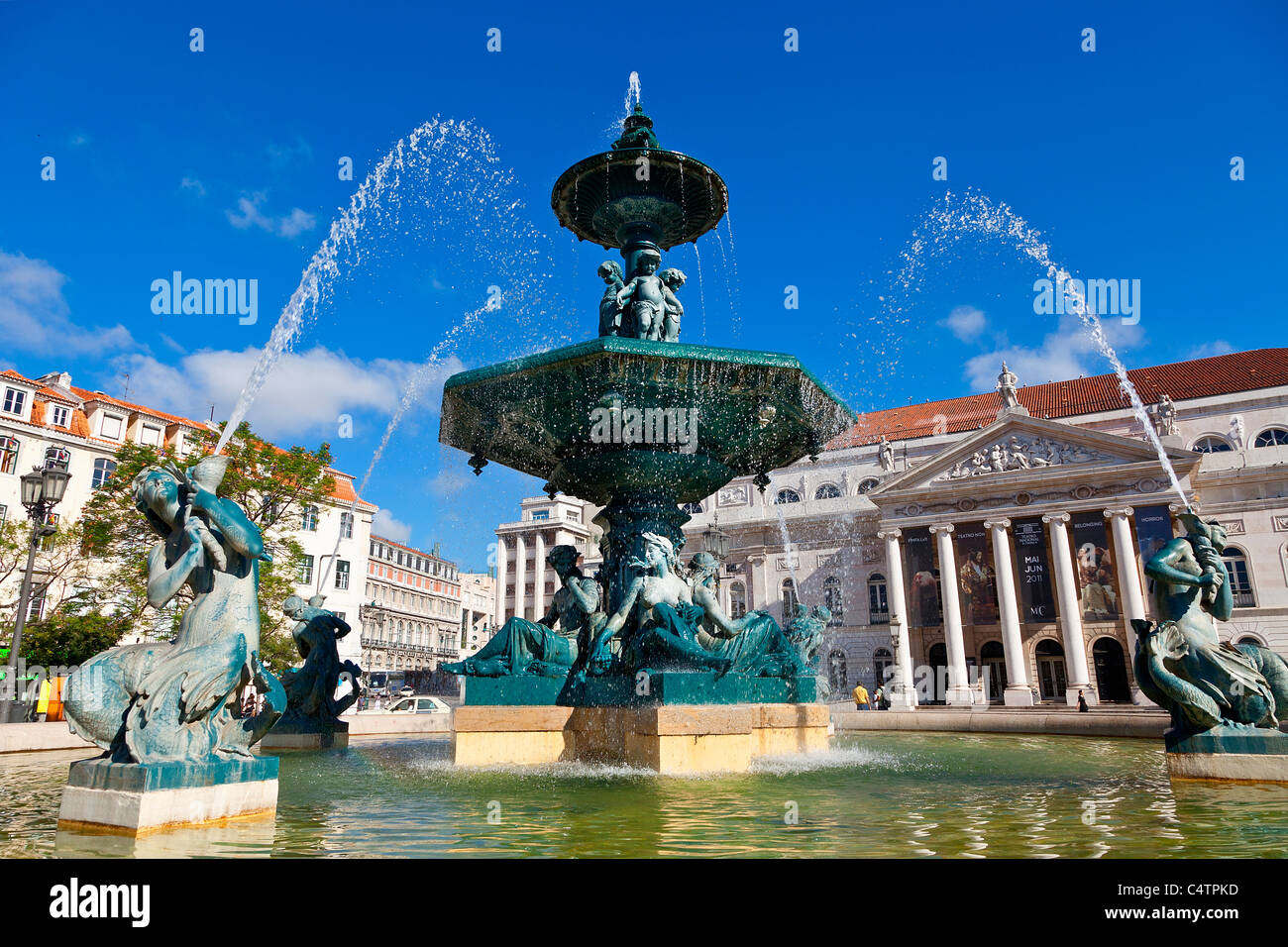 Europe, Portugal, Lisbon, Rossio Square Stock Photo