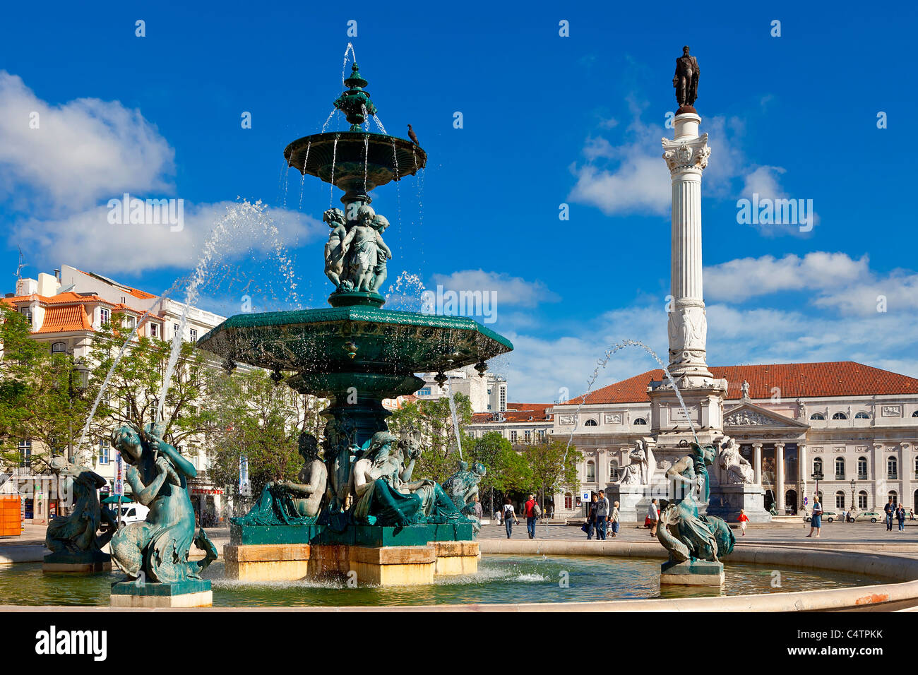 Europe, Portugal, Lisbon, Rossio Square Stock Photo