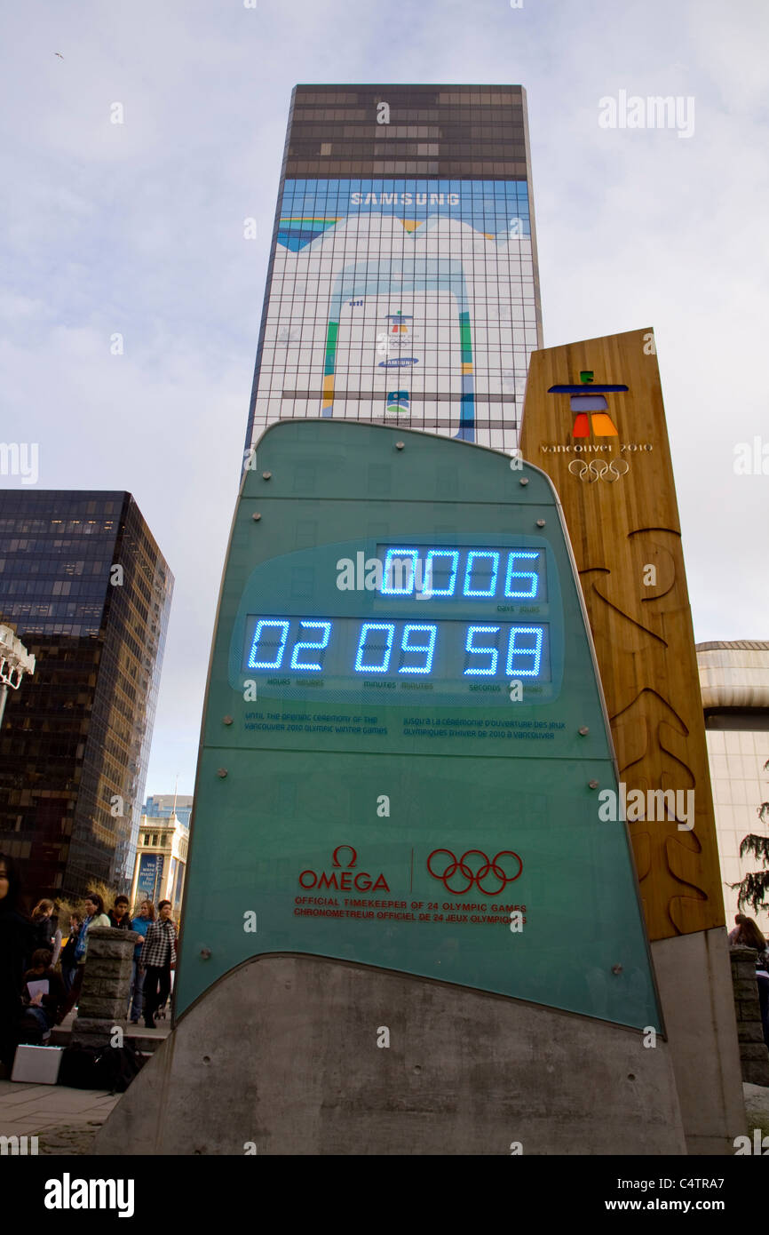 countdown clock in leadup to the 2010 Winter Olympic Games in Vancouver, Canada Stock Photo