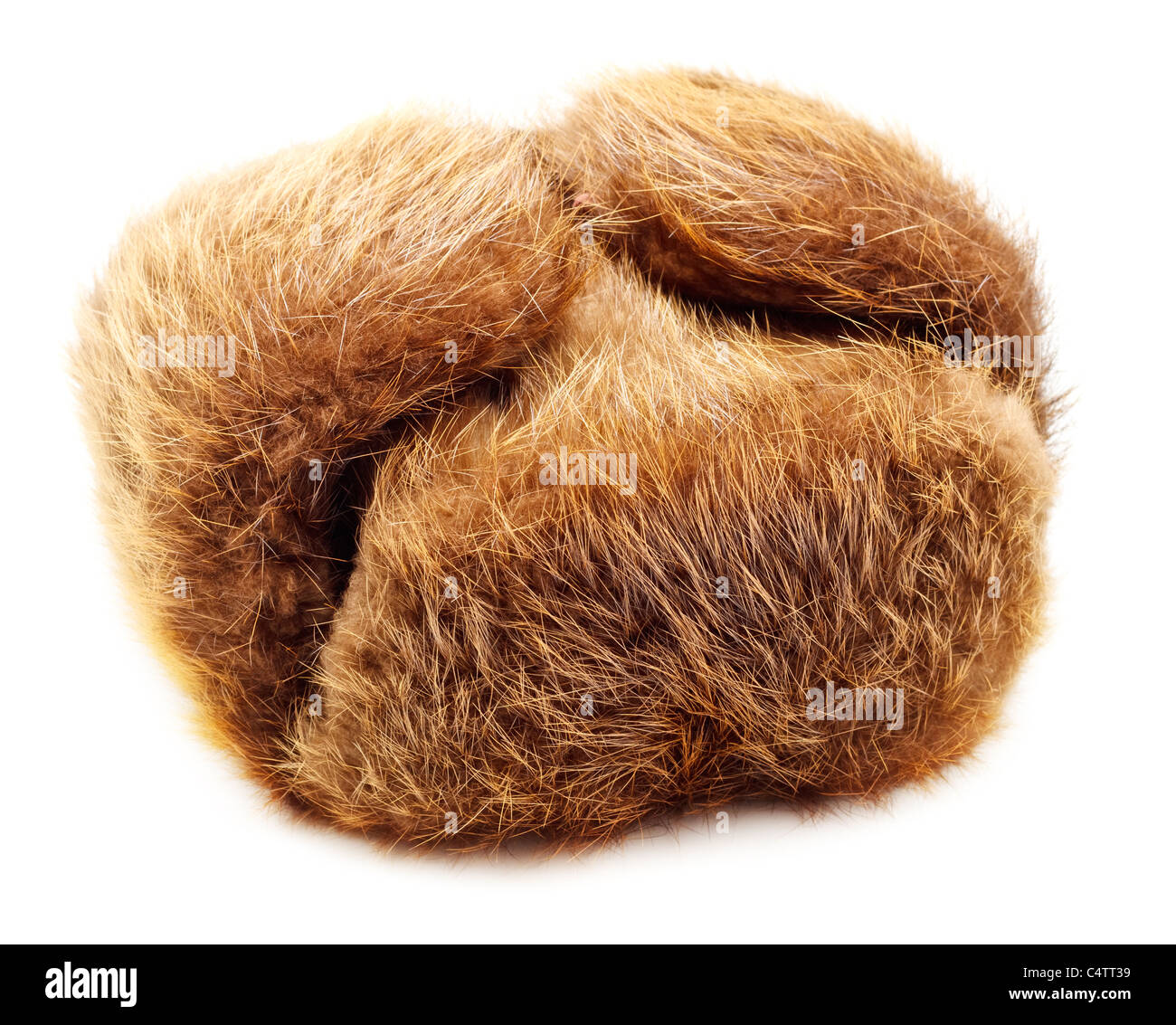 fur winter cap isolated on white background Stock Photo