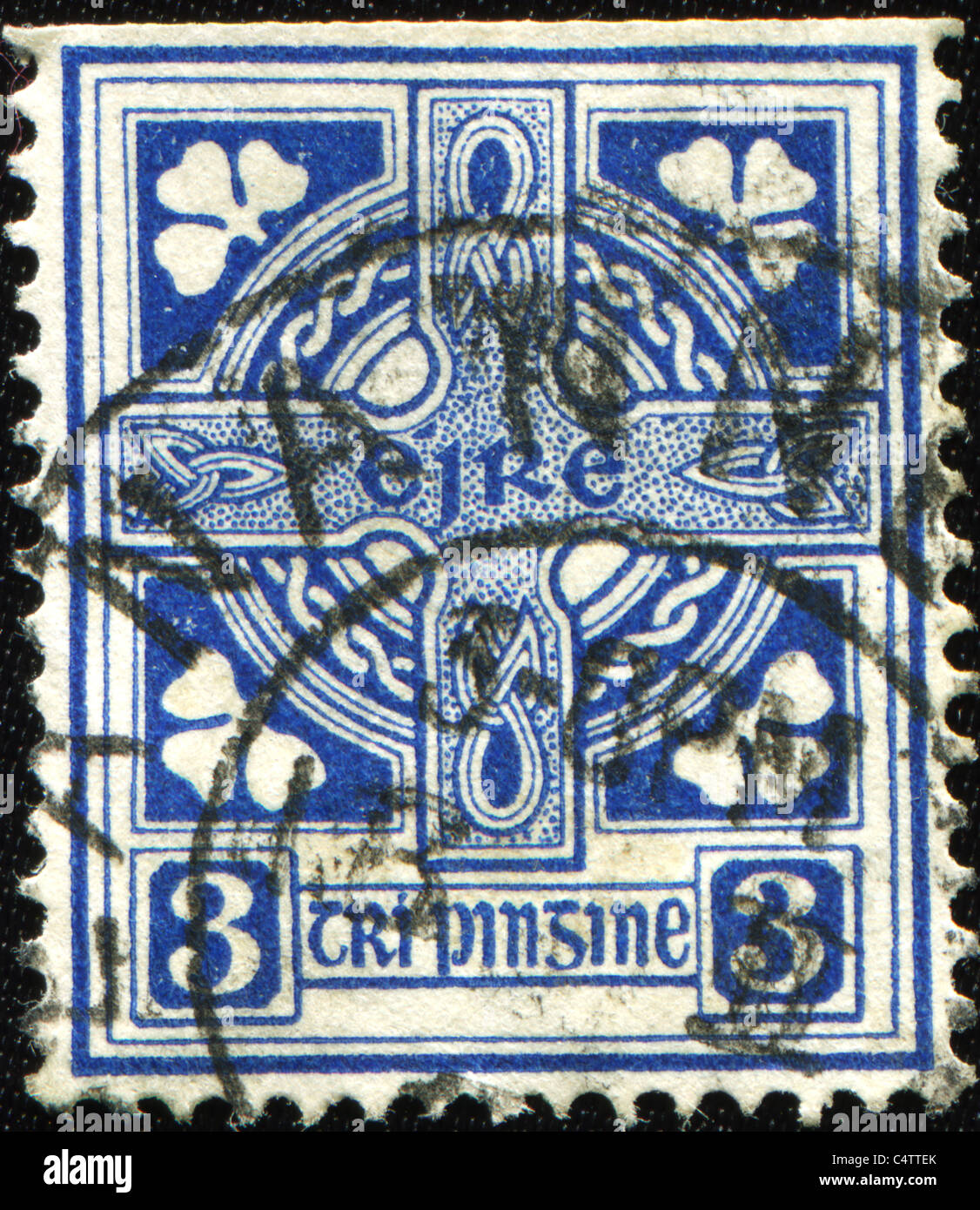 IRELAND - CIRCA 1922: A stamp printed in Ireland shows Celtic Cross, circa 1922 Stock Photo