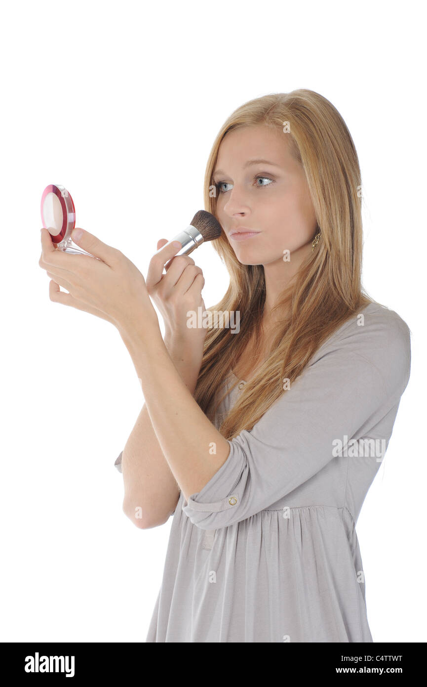 woman with a powder and brush Stock Photo