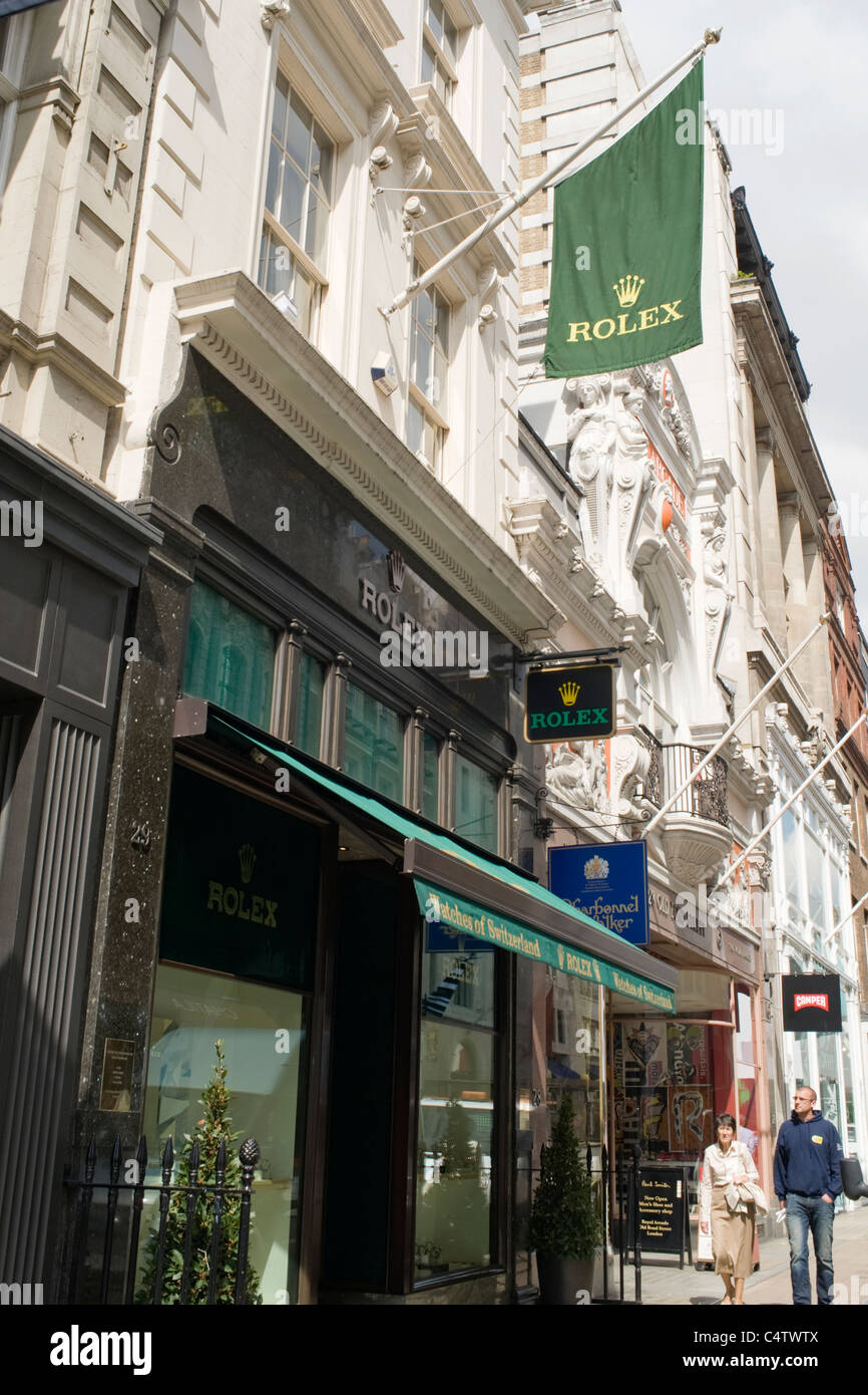 London Mayfair Bond Street Watches of Switzerland Rolex watches jewelers  jewelry shop store Stock Photo - Alamy