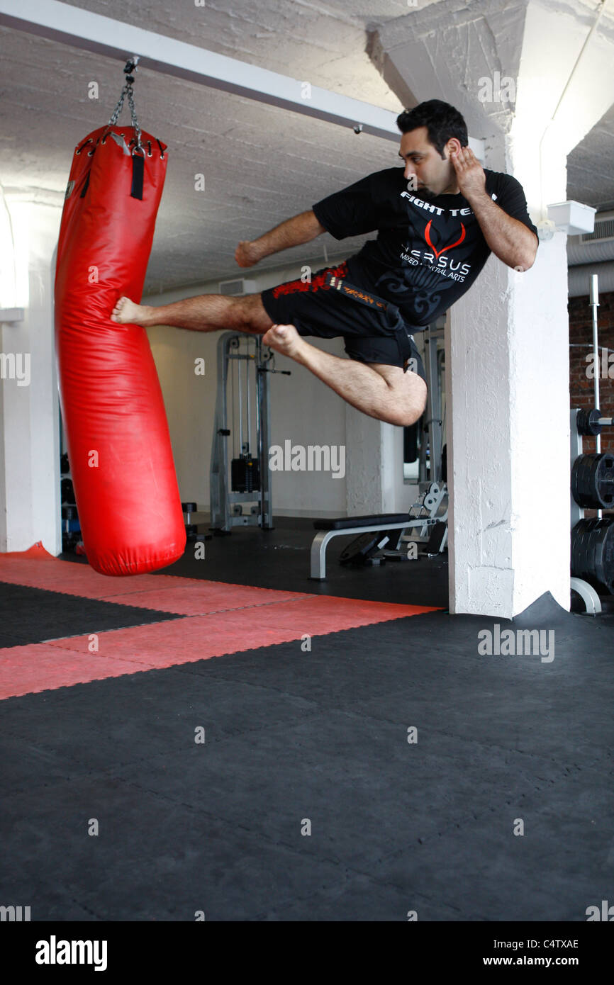 Flying kick punching bag hi-res stock photography and images - Alamy