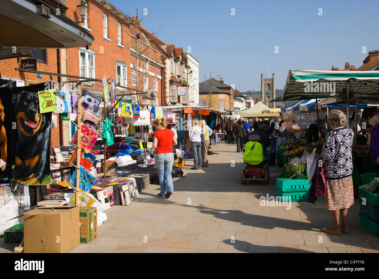 Market at Market Place, Henley-on-Thames, Oxfordshire, England, UK Stock Photo
