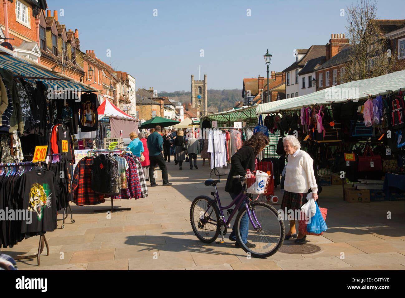 Market at Market Place, Henley-on Thames, Oxfordshire, England, UK Stock Photo