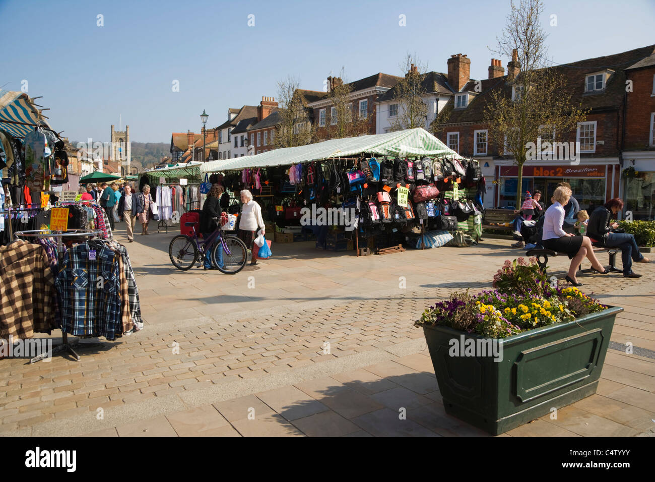 Market at Market Place, Henley-on Thames, Oxfordshire, England, UK Stock Photo