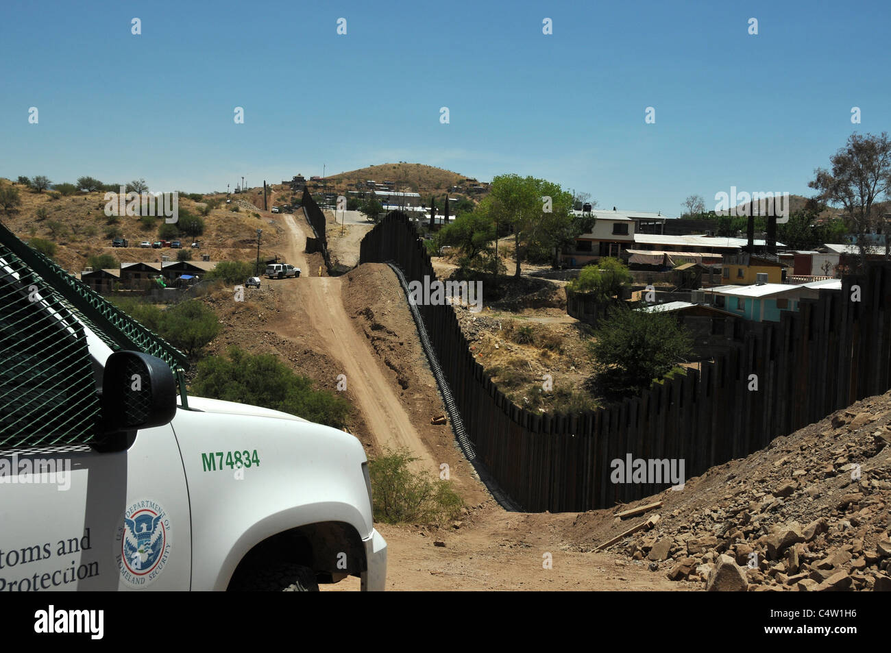 Replacement of the border wall at Nogales, Arizona, USA, and Nogales, Sonora, Mexico Stock Photo