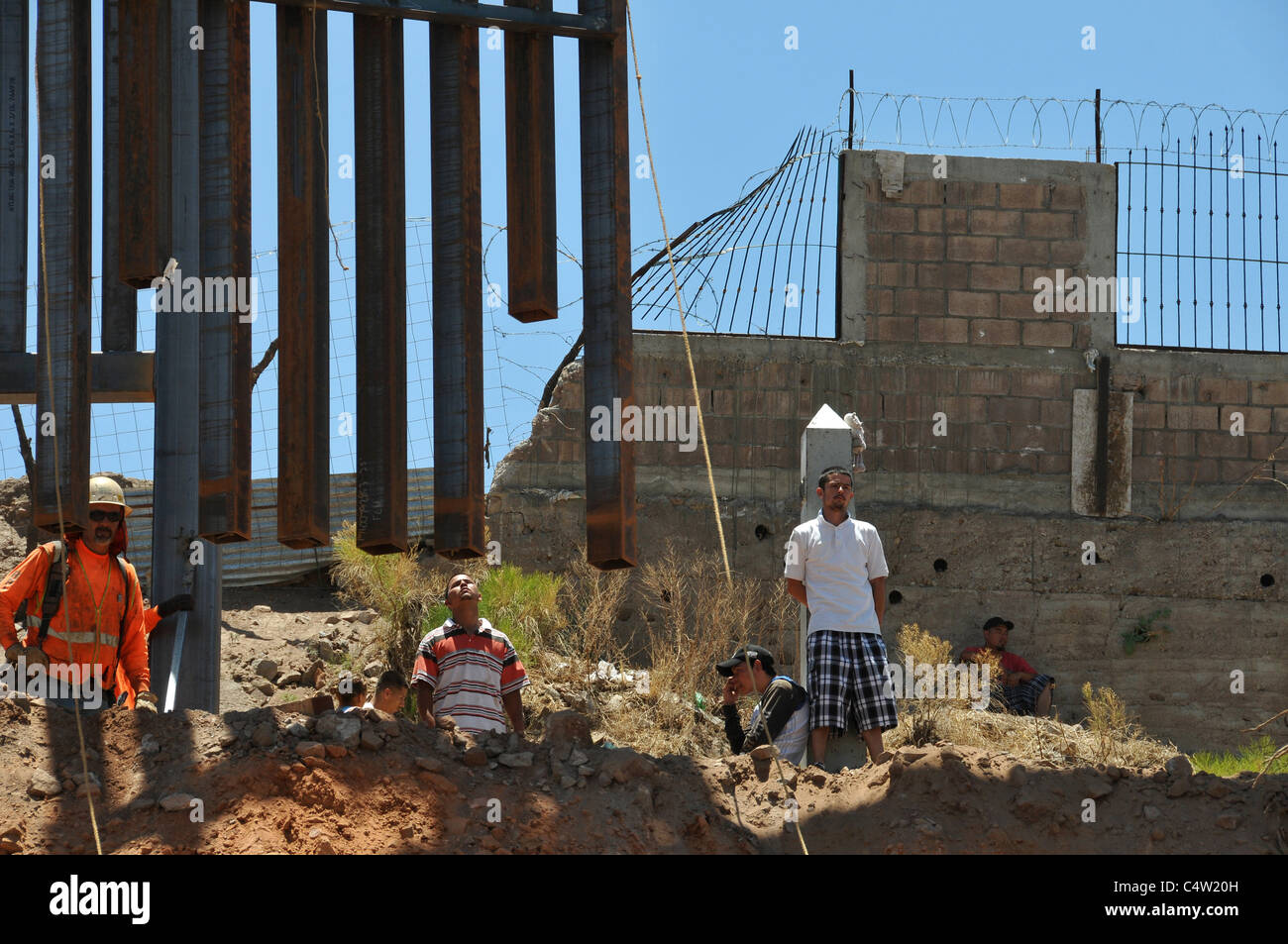 Replacement of the border wall at Nogales, Arizona, USA, and Nogales, Sonora, Mexico Stock Photo