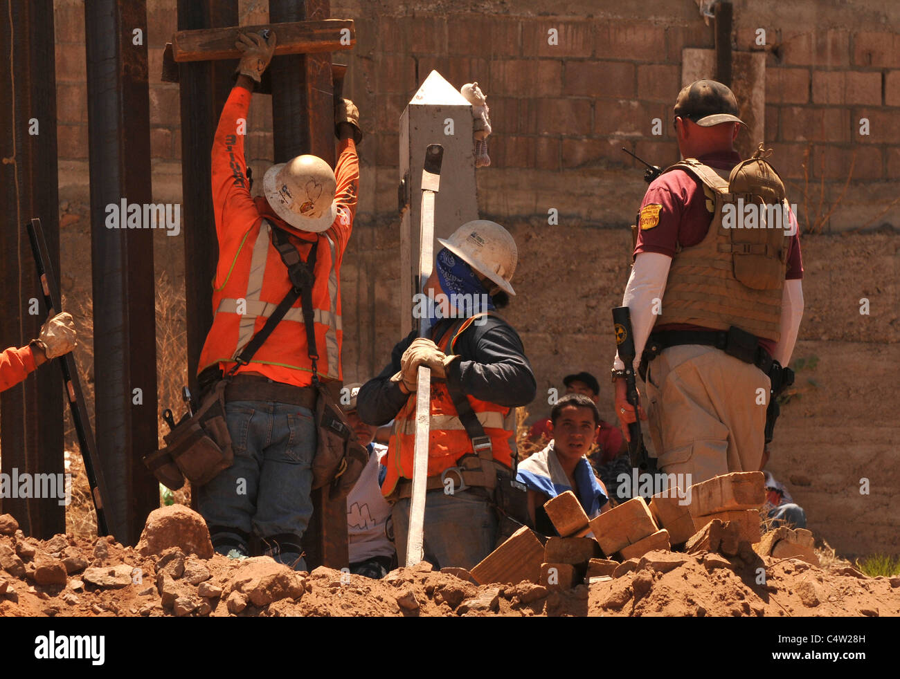 Replacement of the border wall at Nogales, Arizona, USA, and Nogales ...