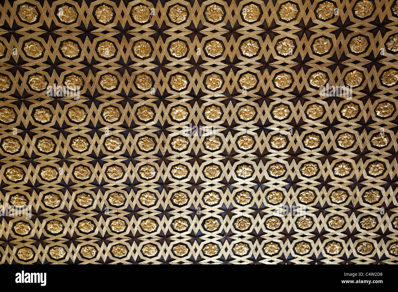 Moorish patterned tiles in Alcazar Castle, Seville, Spain Stock Photo ...