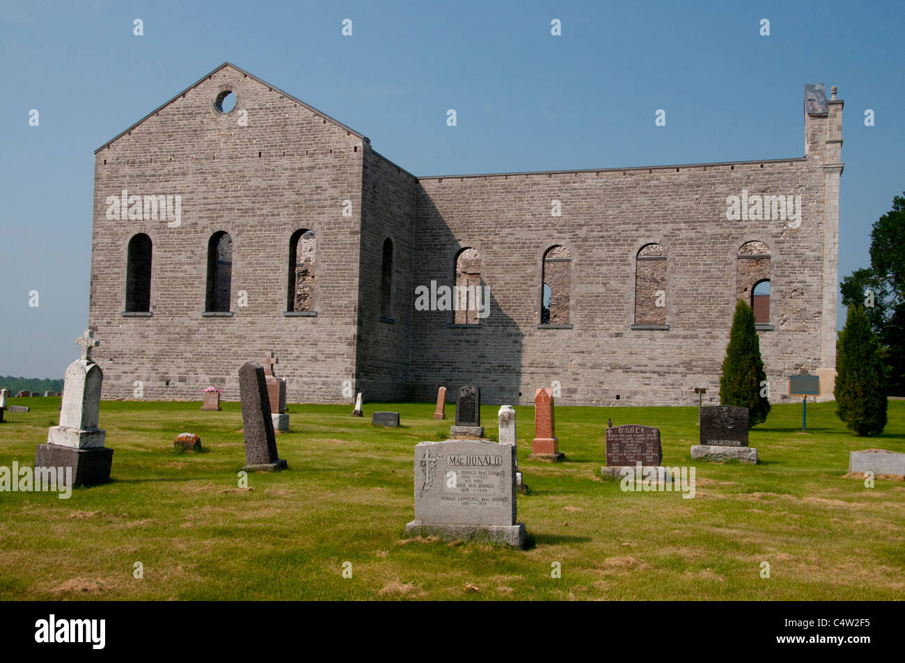 St. Raphael's Church ruins, Glengarry, Ontario. Stock Photo