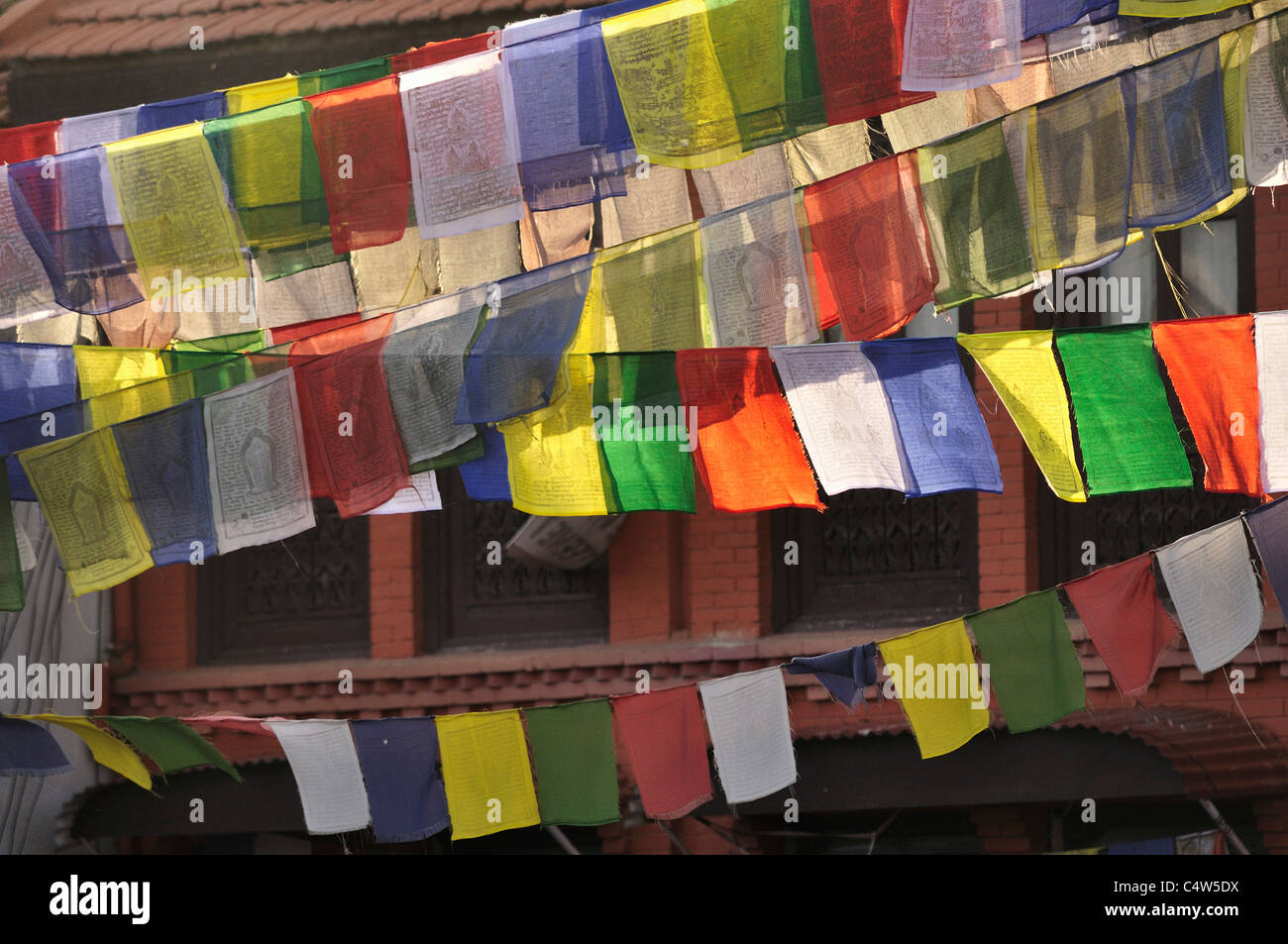 Prayer Flags, Boudhanath, Kathmandu, Bagmati, Madhyamanchal, Nepal Stock Photo