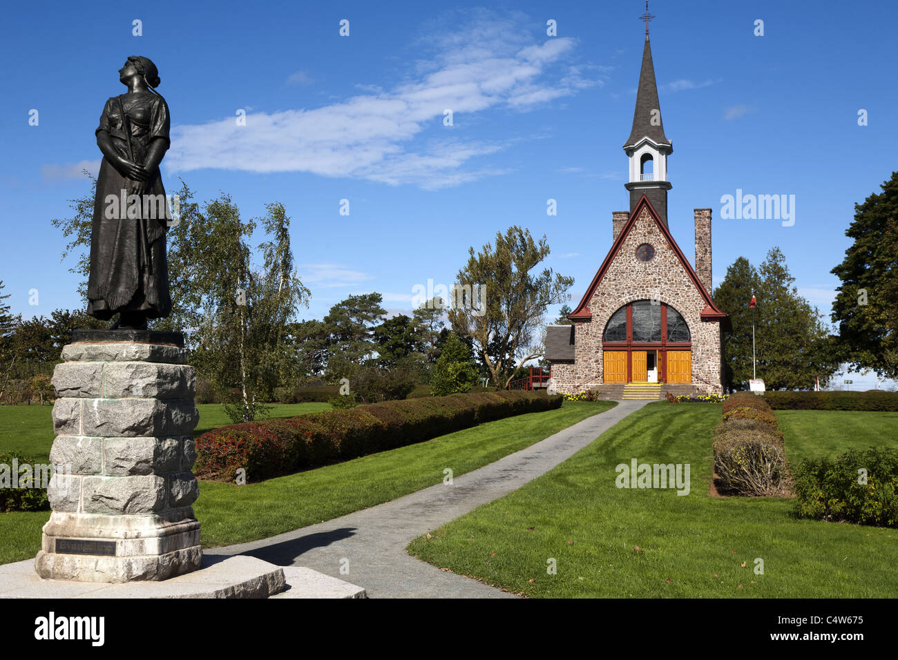 Evangeline statue and Memorial. Grand-Pré National Historic Site Stock Photo