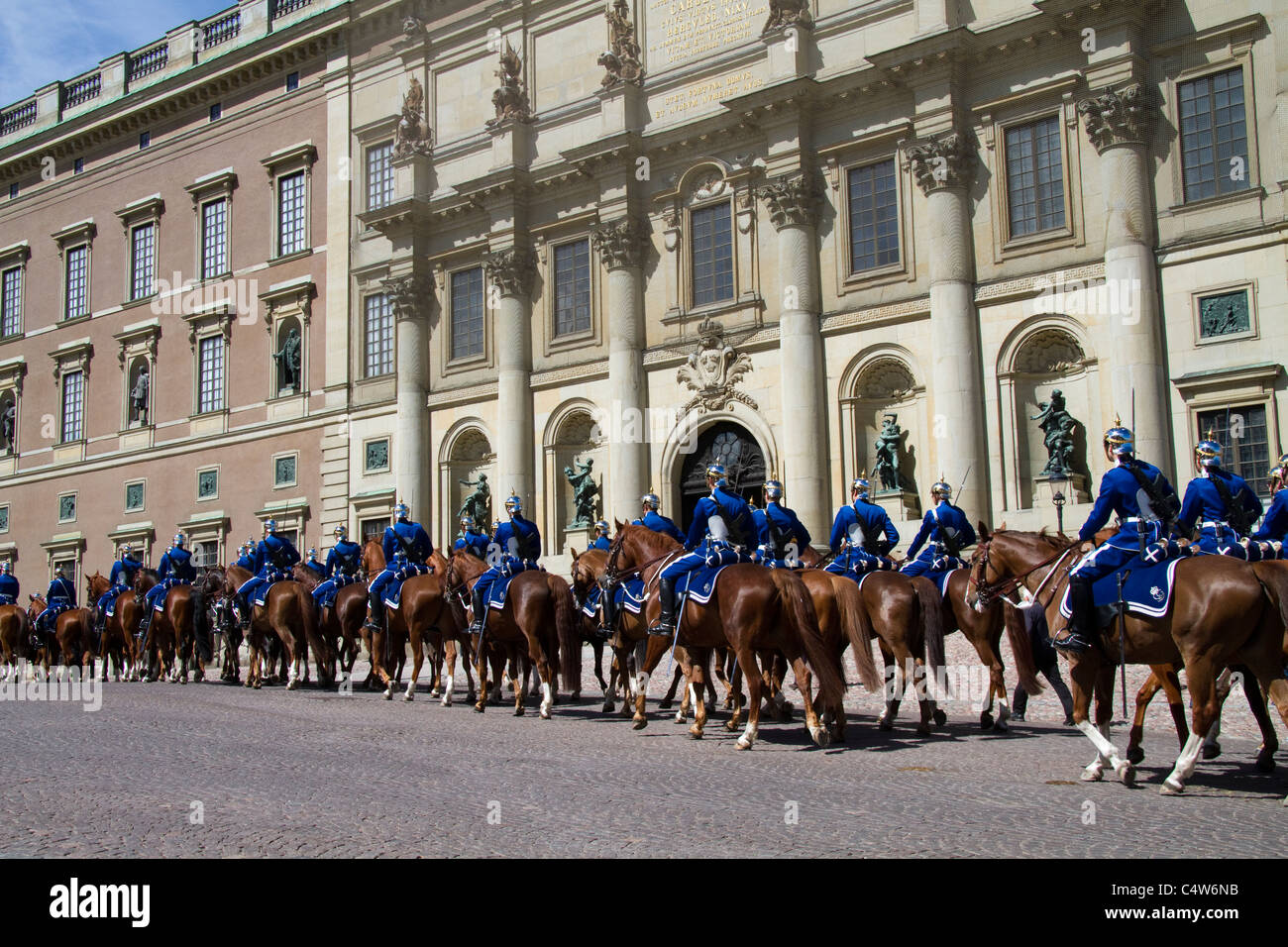 Changing of the Guards outside of the Palace in Stockholm Stock Photo