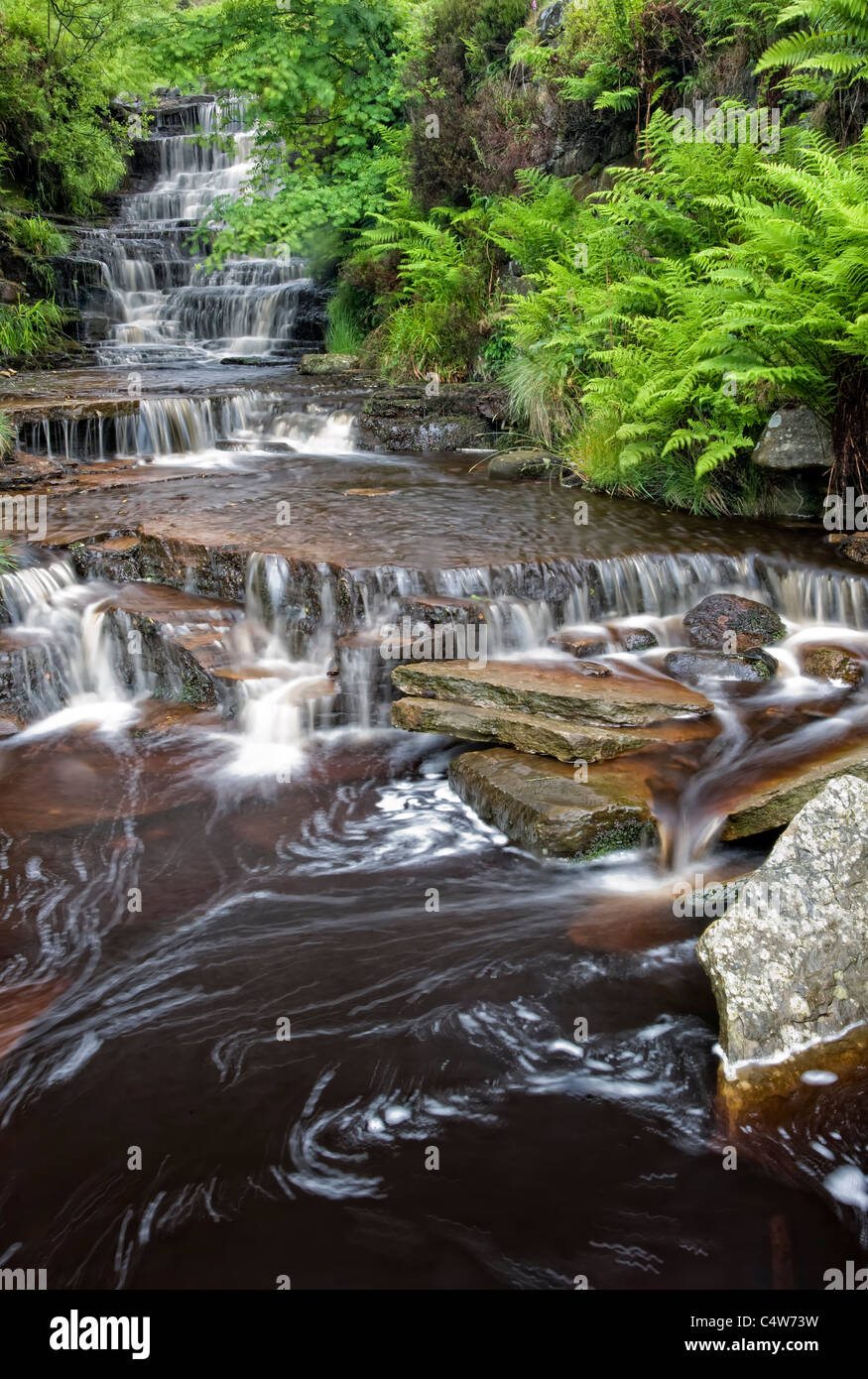 multiple cascade waterfall Stock Photo