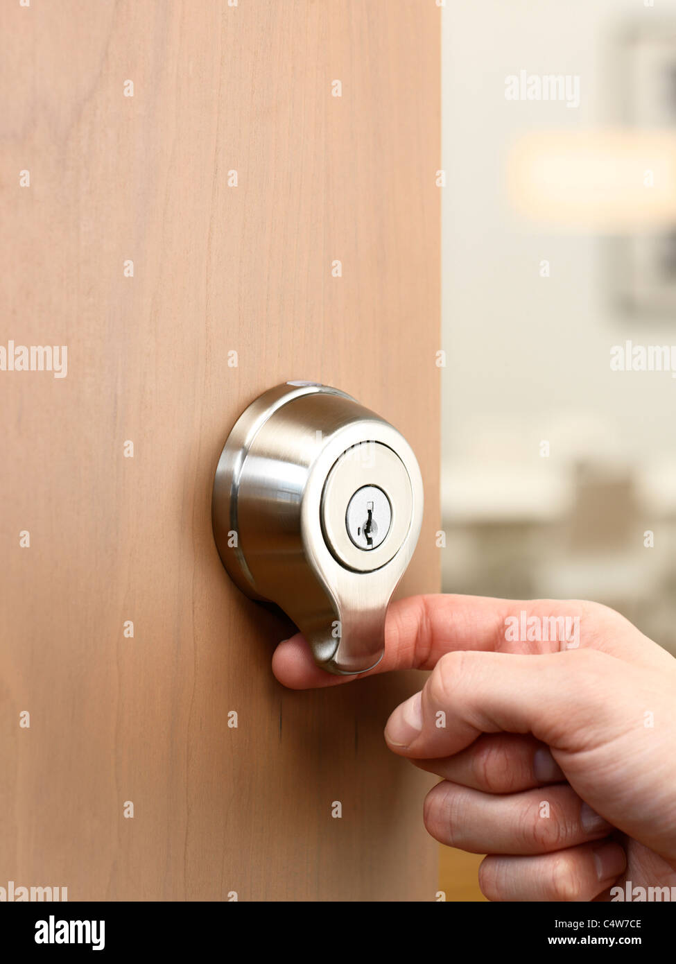 Lock with Fingerprint Recognition Stock Photo