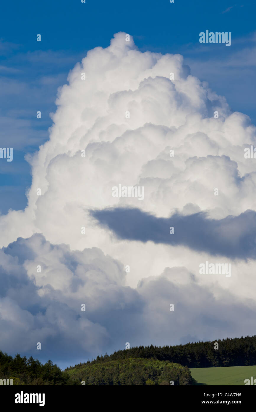 Cumulus Nimbus clouds over the hills of Fife, Scotland Stock Photo
