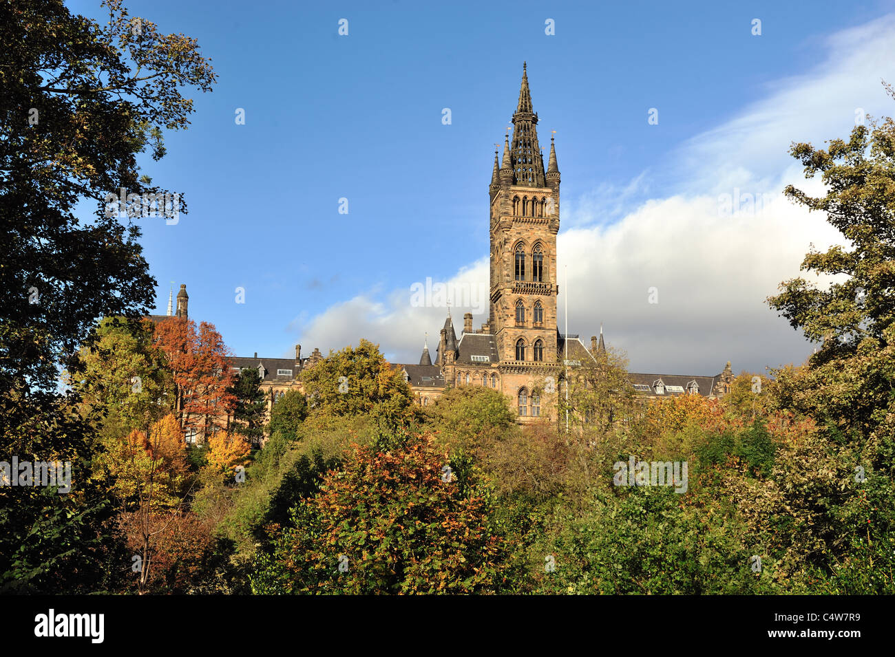 University of Glasgow bathed in autumn sunshine Stock Photo
