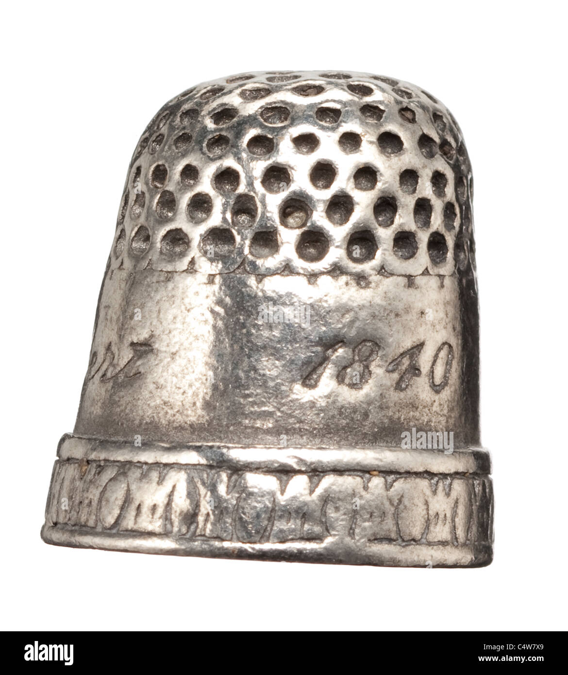 Antique silver thimble Stock Photo