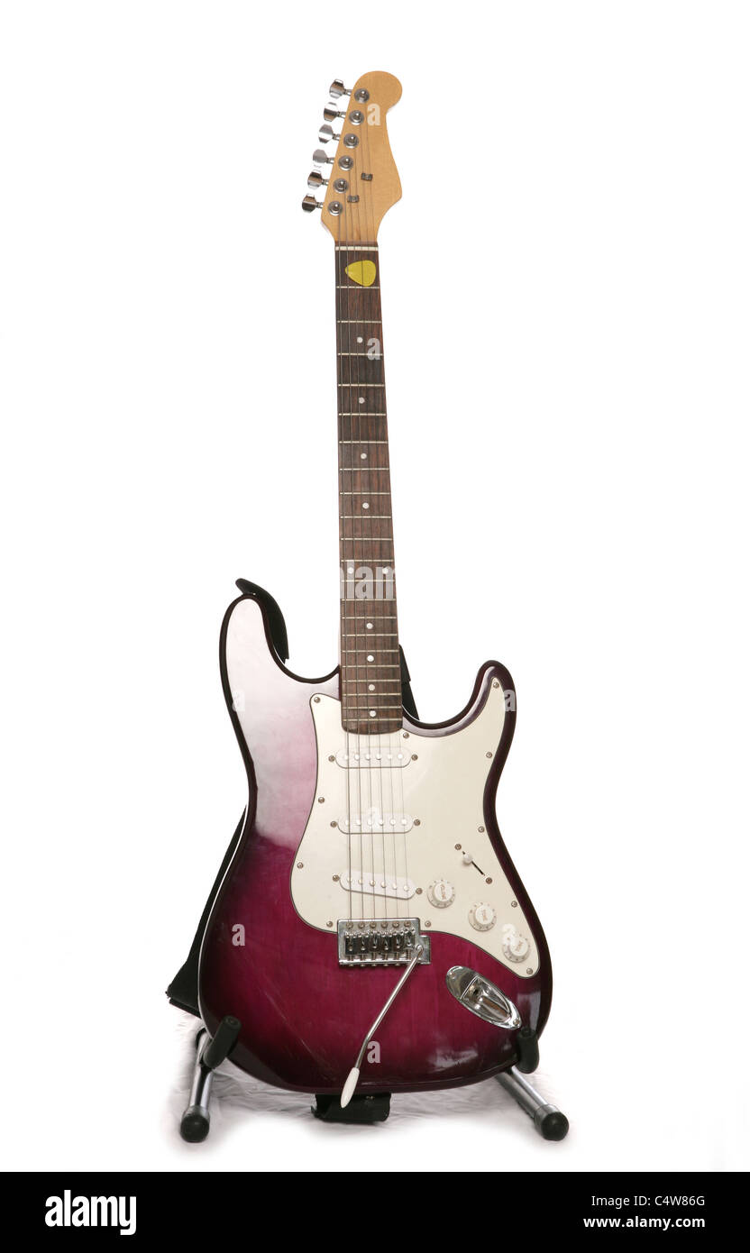purple electric guitar studio cutout Stock Photo Alamy