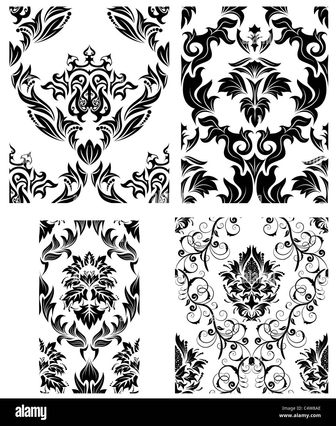 Damask seamless vector patterns set Stock Photo - Alamy