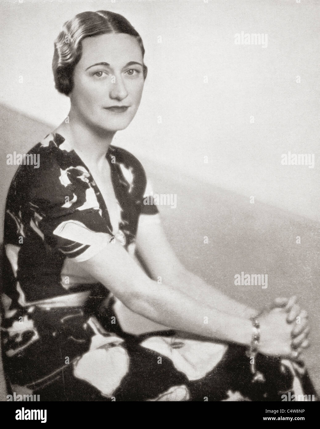 Wallis Simpson, previously Wallis Spencer, later the Duchess of Windsor, 1896 - 1986. Stock Photo
