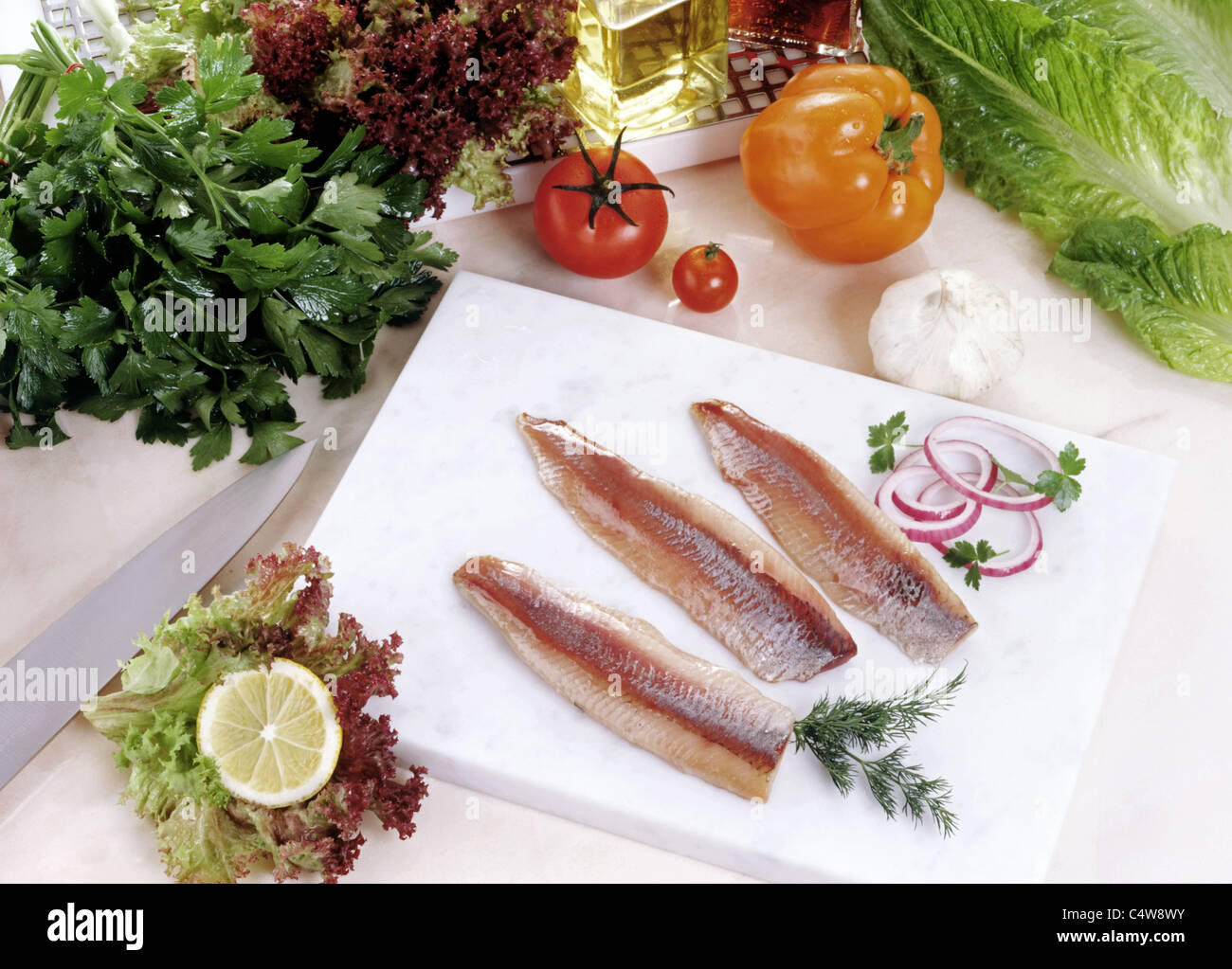 Cut out Fillets of herring Stock Photo Alamy