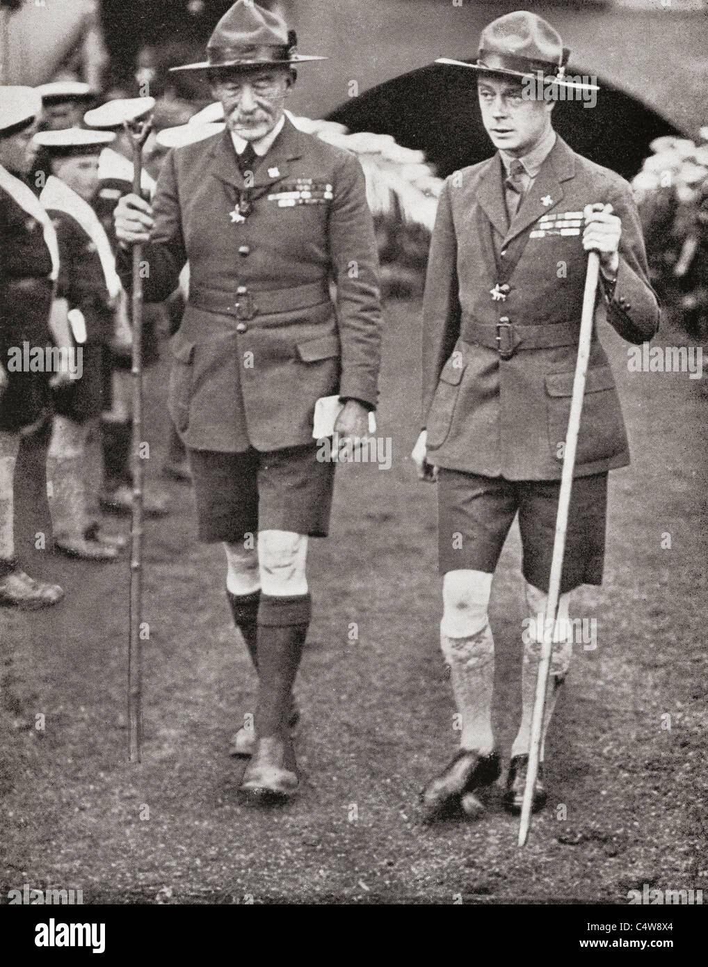 The Prince of Wales, later King Edward VIII, with Robert Baden-Powell at the Imperial Jamboree, Wembley, London, England in 1924 Stock Photo