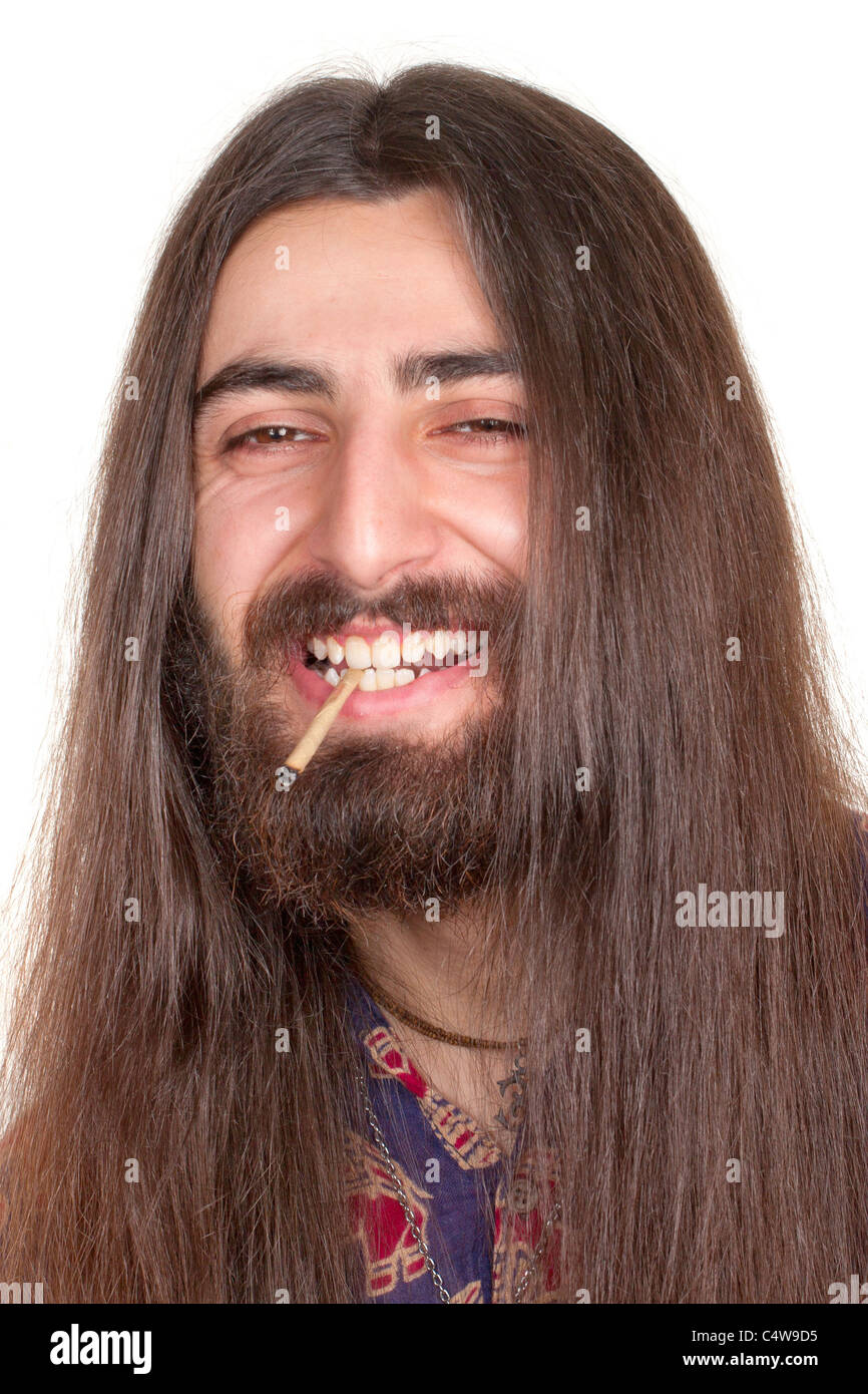 Hippie man smoking hi-res stock photography and images - Alamy