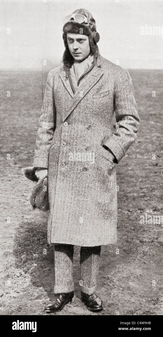 The Prince of Wales, later King Edward VIII, ready for a flight in 1927. Stock Photo