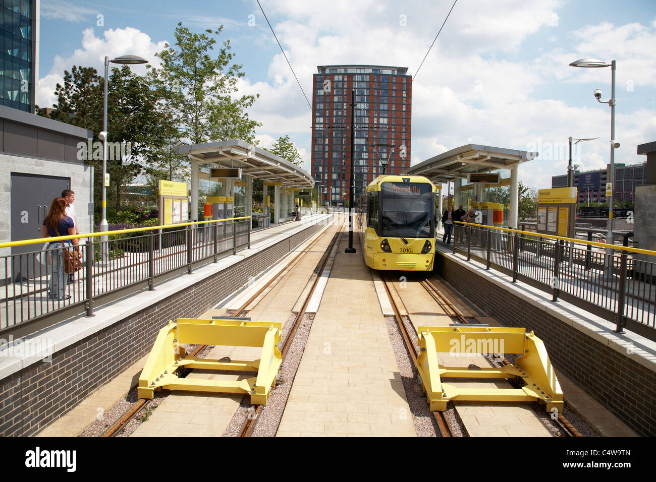 Manchester Metrolink tram in Mediacity Salford Quays UK Stock Photo - Alamy
