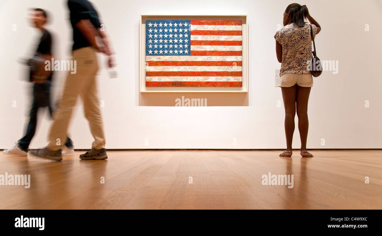 Flag by Jasper John, MOMA, Museum of Modern Art, New York City Stock Photo