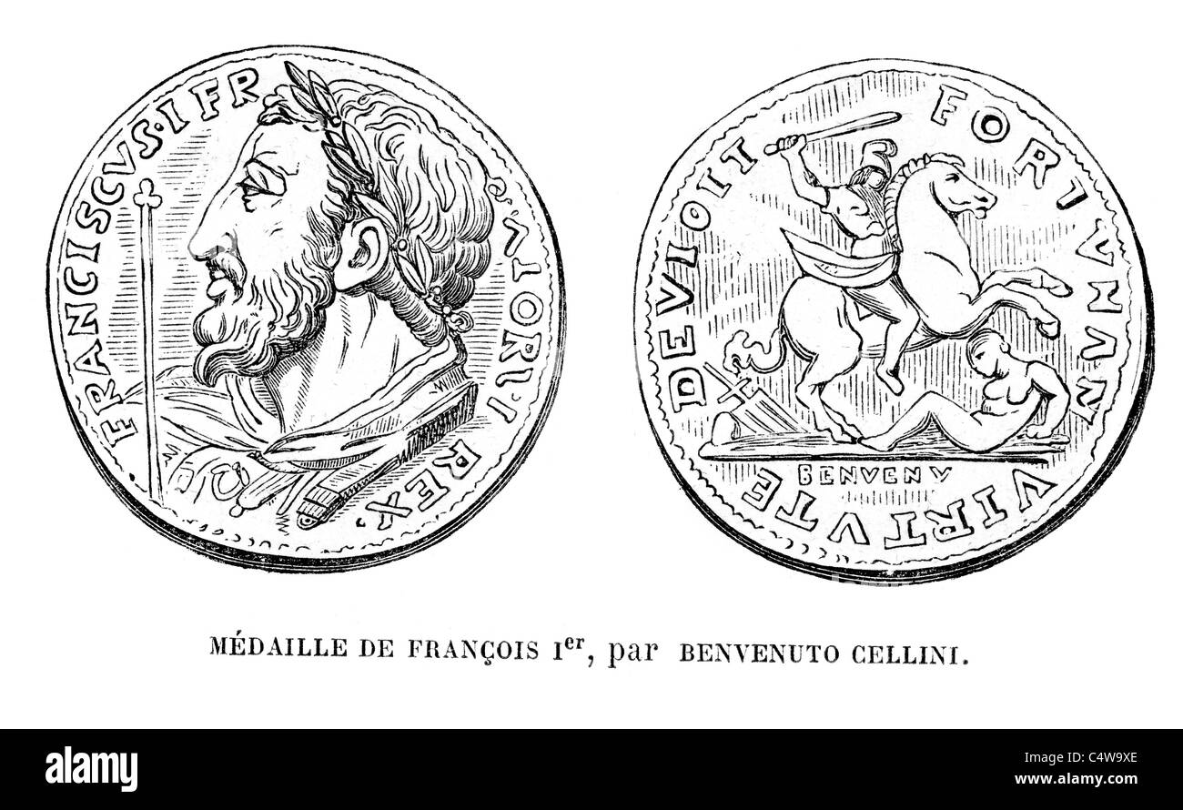 Medallion showing King Francois 1st of France Stock Photo